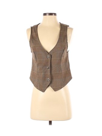Urban Renewal 100% Linen Plaid Brown Tan Tuxedo Vest Size XS - 69% off | thredUP