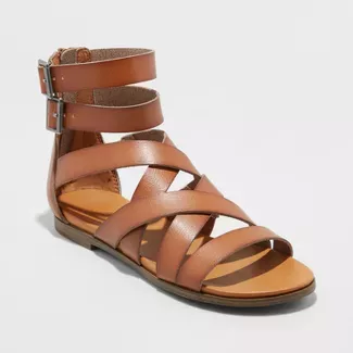 Women's Rosalee Microsuede Wide Width Gladiator Sandals - Universal Thread™ Cognac 10W : Target