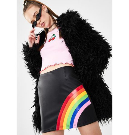 black and rainbow mini skirt