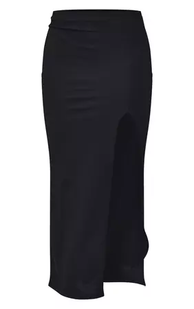 Black Crepe Split Hem Midaxi Skirt | Co-Ords | PrettyLittleThing USA