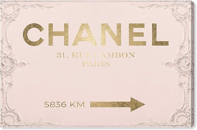 Amazon.com: The Oliver Gal Artist Co. Fashion and Glam Modern Wrapped Canvas Wall Art Couture Road Sign Rococo Gold Blush Living Room Bedroom and Bathroom Home Decor 15 in x 10 in Pink and Gold : Home & Kitchen