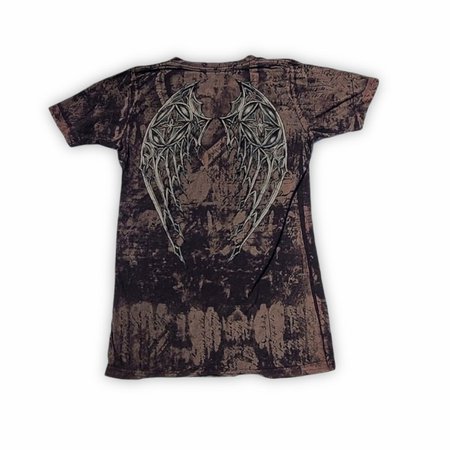 affliction angel wings brown grunge shirt