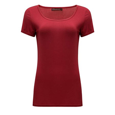 OThread & Co. Women's Short Sleeve T-Shirt Scoop Neck Basic Layer Spandex Shirts at Amazon Women’s Clothing store