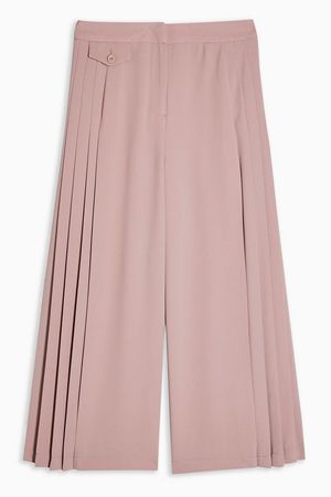 Pleat Crop Wide Trousers | Topshop pink