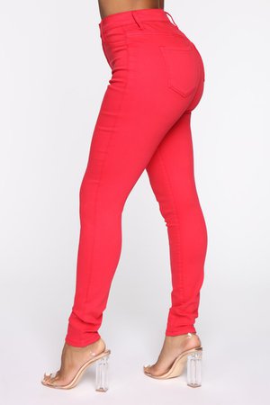 Eva Super Soft Curvy Skinny Jean- Red – Fashion Nova