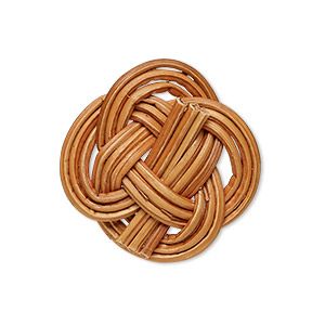 Component, rattan wood, brown, 28x27mm knot. Sold per pkg of 4. - Fire Mountain Gems and Beads