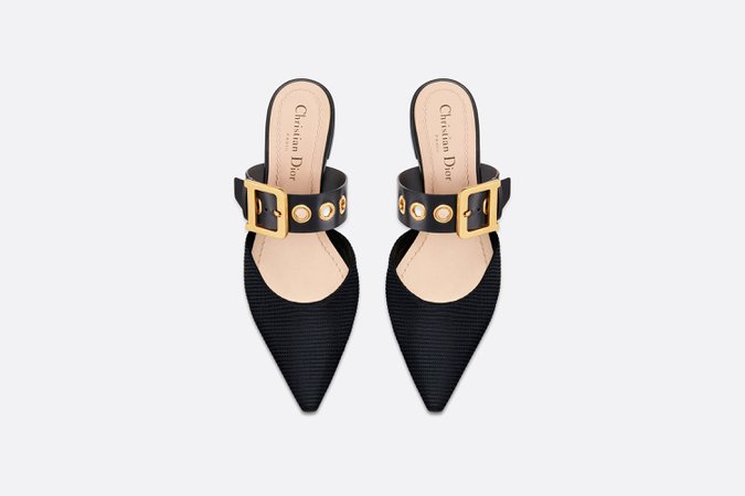 Black D-Dior Slingback Technical Fabric and Calfskin Mule - Shoes - Women's Fashion | DIOR