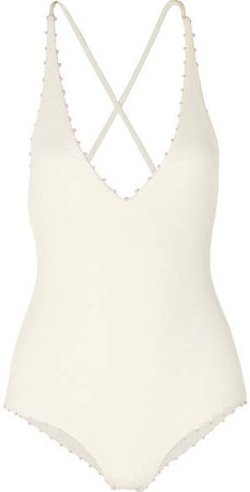 Torrey Knotted Stretch-crepe Swimsuit - White