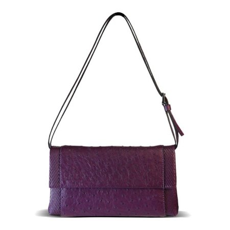 purple ostrich leather mini bag