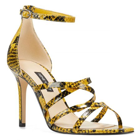 Malina Heel Sandals - Yellow Multi Snake Print | Women Shoes & Handbags for Women