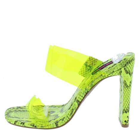 Avianna09 Neon Yellow Lucite Dual Strap Open Toe Heels Only $10.88 - Wholesale Fashion Shoes