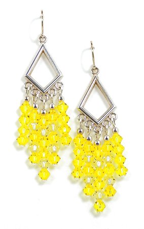 Yellow Crystal Chandelier Earrings