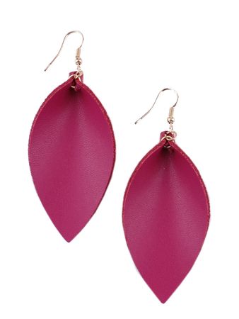Women Handmade Lightweight Bohemian Leaf Drop Leather Earrings (Hot Pink) - Walmart.com