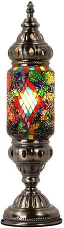 Marrakech Turkish Desk Lamp Handmade Mosaic Glass Table Lamp Moroccan Lantern Tiffany Style Decorative Night Lights with Black Diamond Pattern: Amazon.ca: Tools & Home Improvement