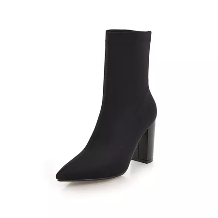 2018 Thick High Heel Pointy Elastic Banquet Boots In Fashion In Black Eu 35 | Rosegal.com