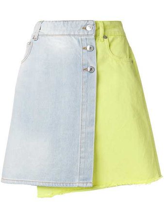 MSGM Colourblock Denim Wrap Skirt - Shop Online SS18 - Fast AU Delivery, Price