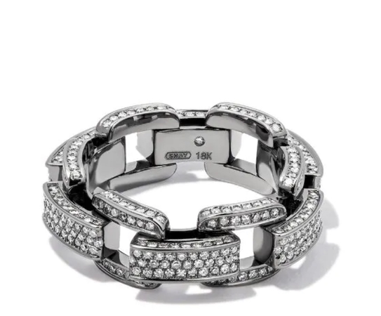 SHAY 18kt black gold diamond chain-link ring