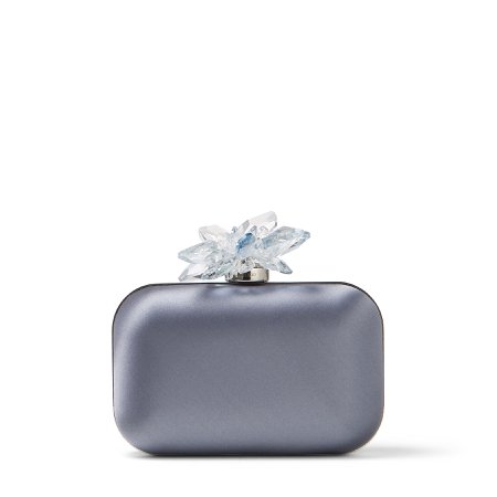 Sky Blue Dégradé Satin Clutch Bag with Cinderella Floral Clasp |CLOUD |Cruise '20 |JIMMY CHOO