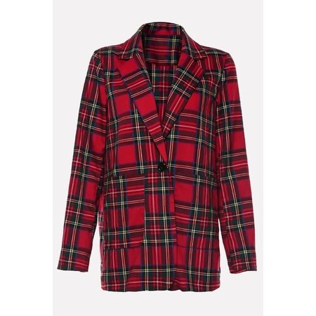 ed Casual One Button Notched Collar Plaid Blazer