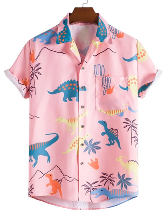 Men Random Dinosaur Print Shirt