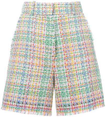 high-waisted tweed shorts