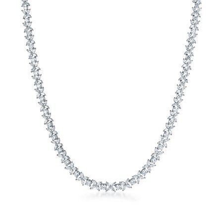 Tiffany Victoria alternating graduated necklace in platinum with diamonds