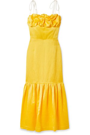 Hellessy | Rosie ruffled grosgrain-trimmed linen-blend jacquard dress | NET-A-PORTER.COM