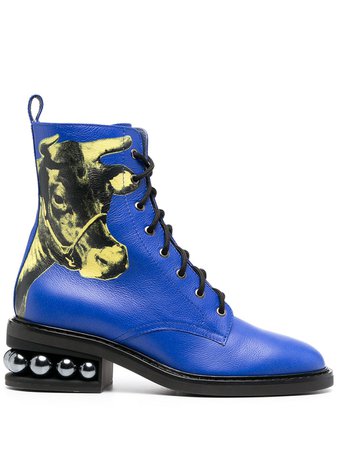 Nicholas Kirkwood x Andy Warhol CASATI Pop Art combat boots blue 903A25WHR1 - Farfetch