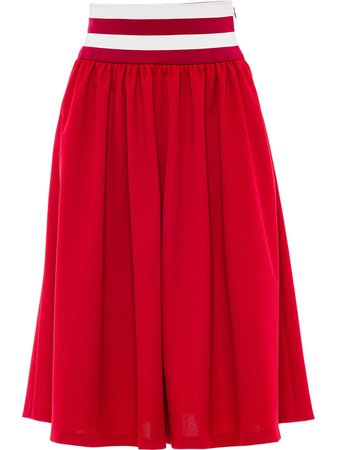 Shop red Miu Miu striped-waist midi skirt with Express Delivery - Farfetch