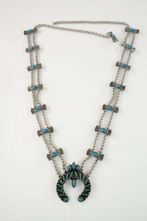 1970s Faux Turquoise Naja Squash Blossom Southwestern Necklace | Etsy