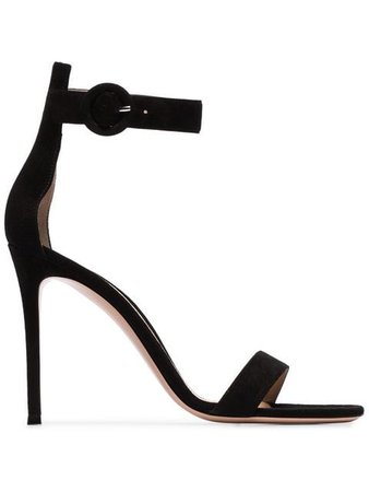 Black Gianvito Rossi 105Mm Strappy Suede Sandals For Women | Farfetch.com