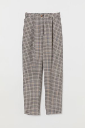 Wide-leg Pants - Light brown/plaid - | H&M US