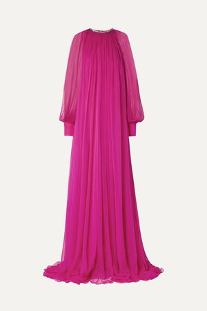 Gucci | Gathered crystal-embellished silk-chiffon gown | NET-A-PORTER.COM
