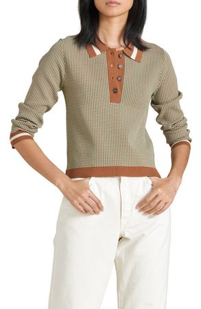 Veronica Beard Hildy Long Sleeve Polo Shirt | Nordstrom