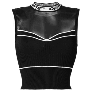 Off-White Cropped Sheer Panel Knitted Top - Farfetch