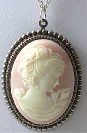 Vintage Pink and Silver Cameo Necklace | Etsy