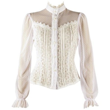 White Gothic Frilly Lace Blouse