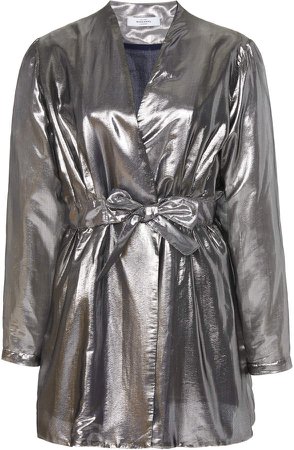 Mystery Metallic Wrap Mini Dress