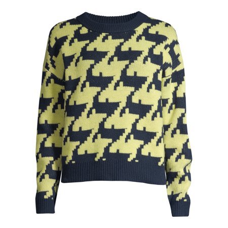 Scoop - Scoop Women's Houndstooth Crewneck Sweater - Walmart.com yellow