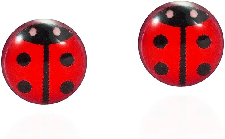 Amazon.com: Petite Red Colored Enamel Beetle or Lady Bug .925 Sterling Silver Stud Earrings: Clothing, Shoes & Jewelry