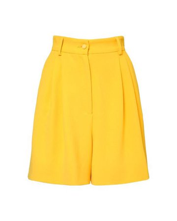 Dolce & Gabbana Synthetic Stretch Viscose Cady Bermuda Shorts in Yellow - Lyst