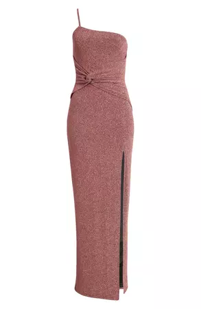 Lulus Luxe Radiance Metallic One-Shoulder Gown | Nordstrom
