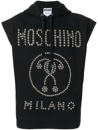 $550 Moschino Studded Sleeveless Hoodie - Buy Online - Fast Delivery, Price, Photo