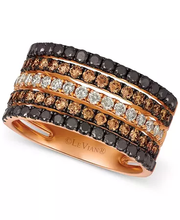 Le Vian Chocolate Layer Cake™ Blackberry Diamonds®, Chocolate Diamonds® & Nude Diamonds® Statement Ring (1-5/8 ct. t.w.) in 14k Rose, Yellow or White Gold & Reviews - Rings - Jewelry & Watches - Macy's