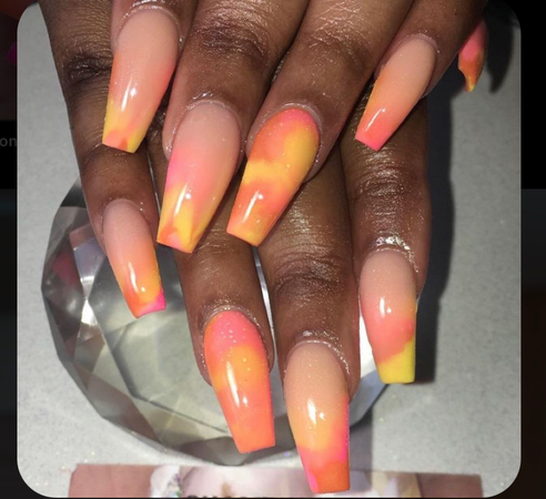 Orange and Pink Nails