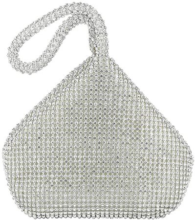 Vgift Rhinestone Purse, Women Sparkle Bling Wristlet Clutch Bag for Night Out, Silver: Handbags: Amazon.com