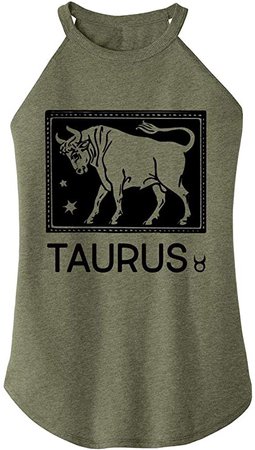 Amazon.com: Ladies Tri-Blend Rocker Tank Top Taurus Horoscope White S: Clothing
