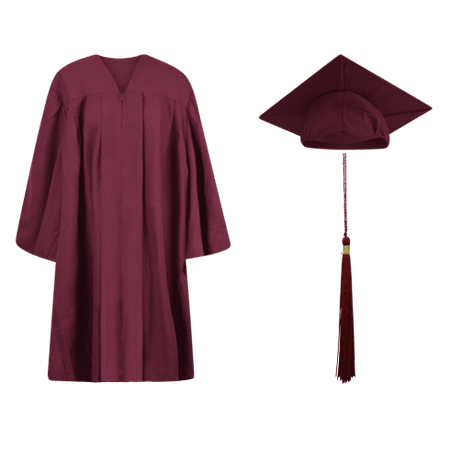 Cap, Gown and Tassel Set : Matte Finish - Matte (Non-Shiny) Finish - Cap and Gown Packages - High / Middle School