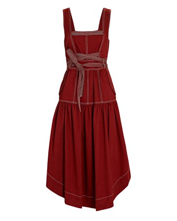 Ulla Johnson Howell Lace-Front Midi Dress | INTERMIX®