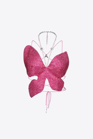 Area Pink butterfly strap top
